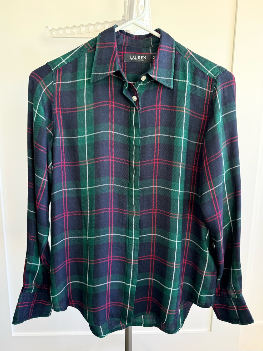 Ralph Lauren Navy and Green Plaid Button-Down Shirt